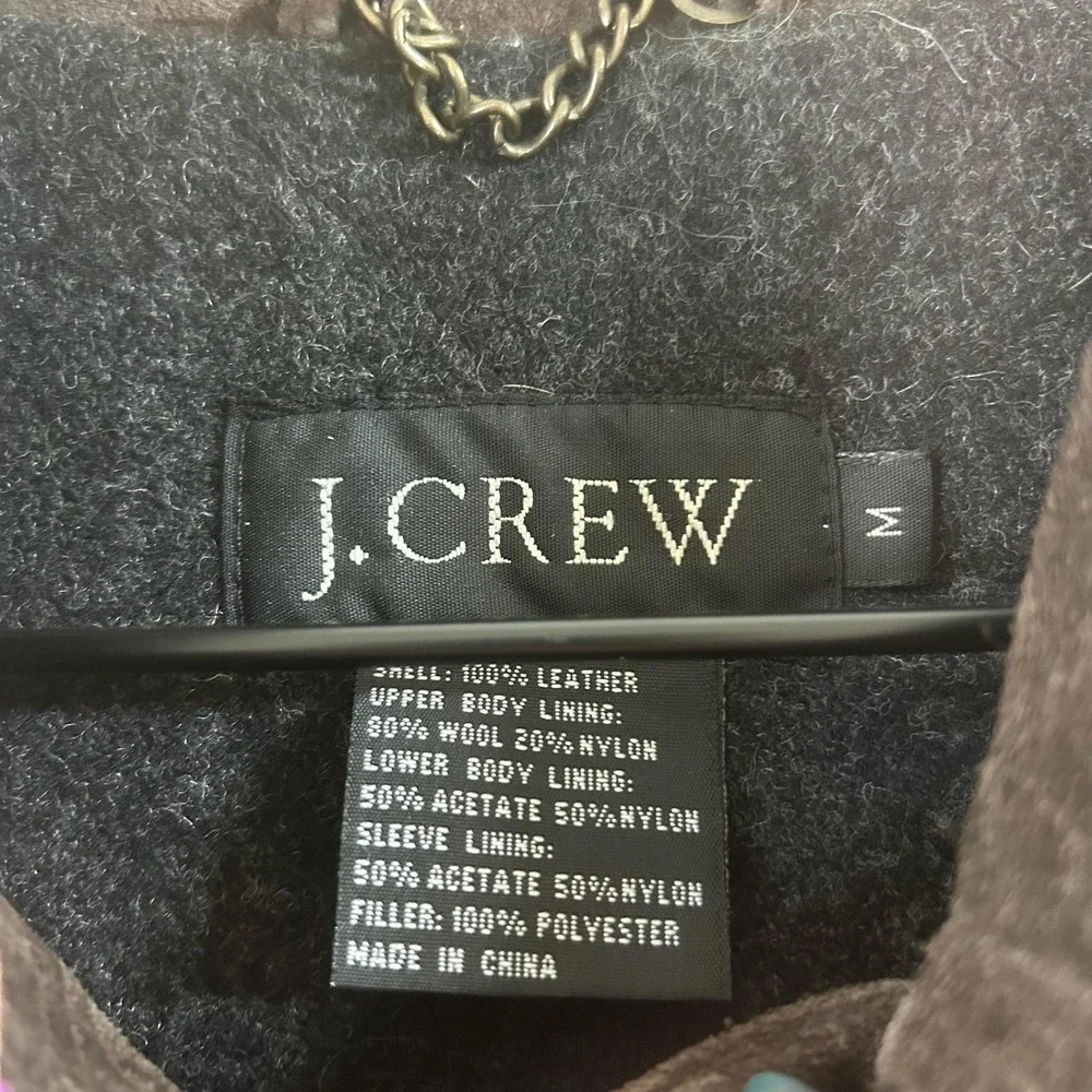 J.Crew Coat Mens Medium Brown Suede Leather Overcoat Wool Lined Single Breasted